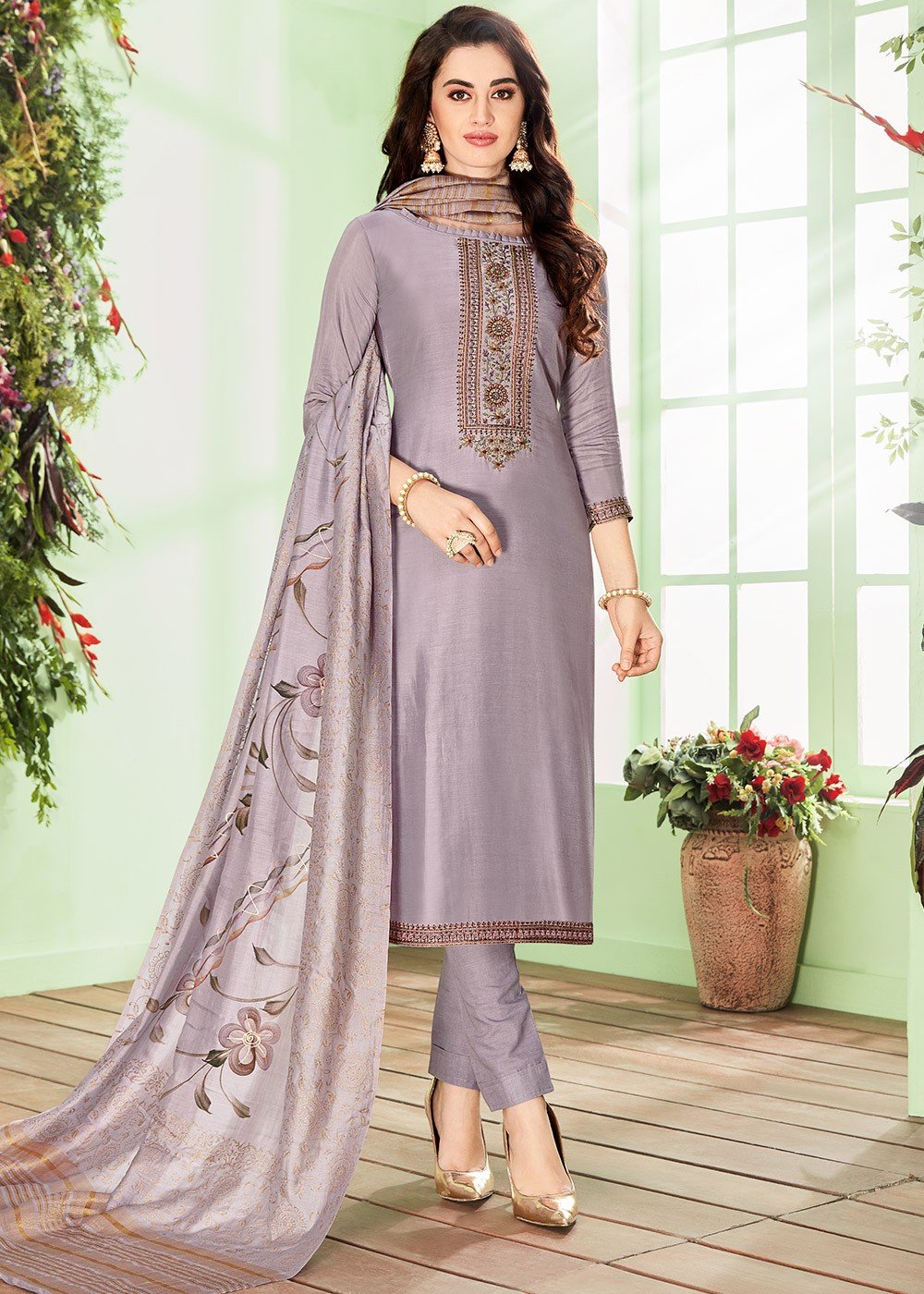 half sleeves salwar suit